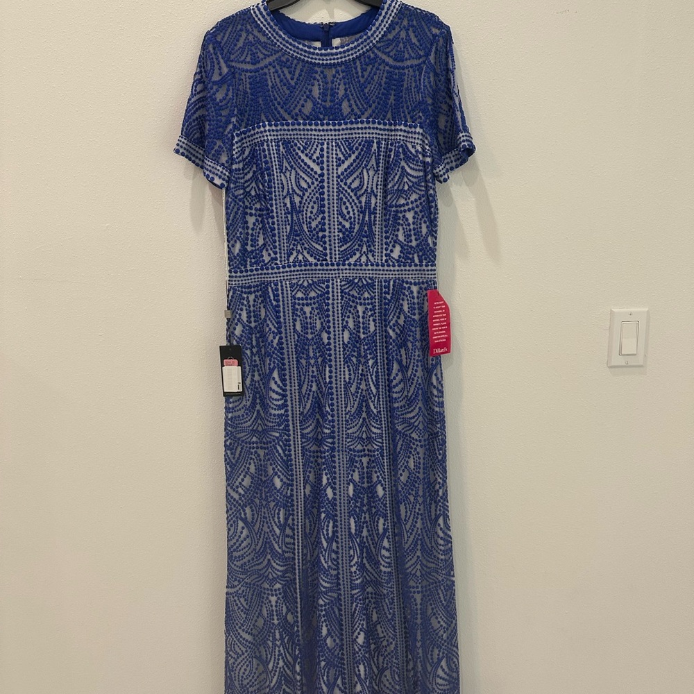 Tadashi Shoji Royal Blue Lace Maxi Dress